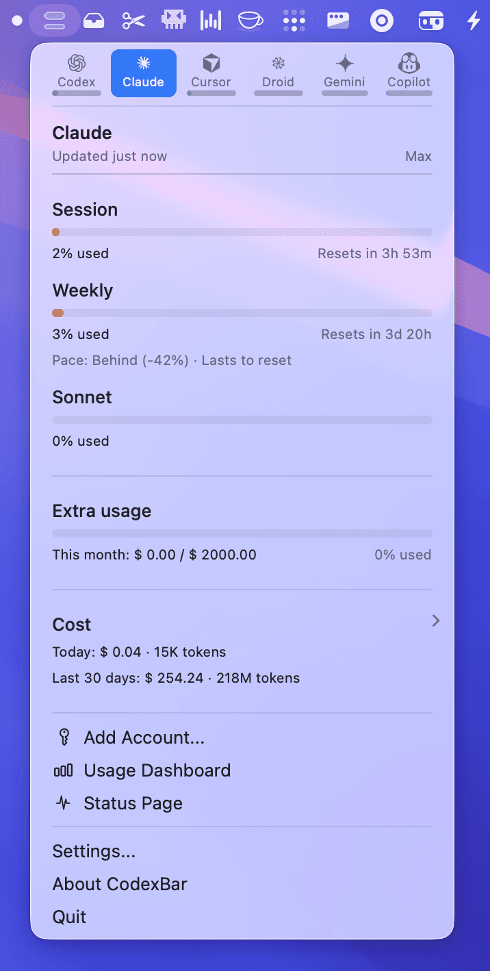 CodexBar screenshot 2