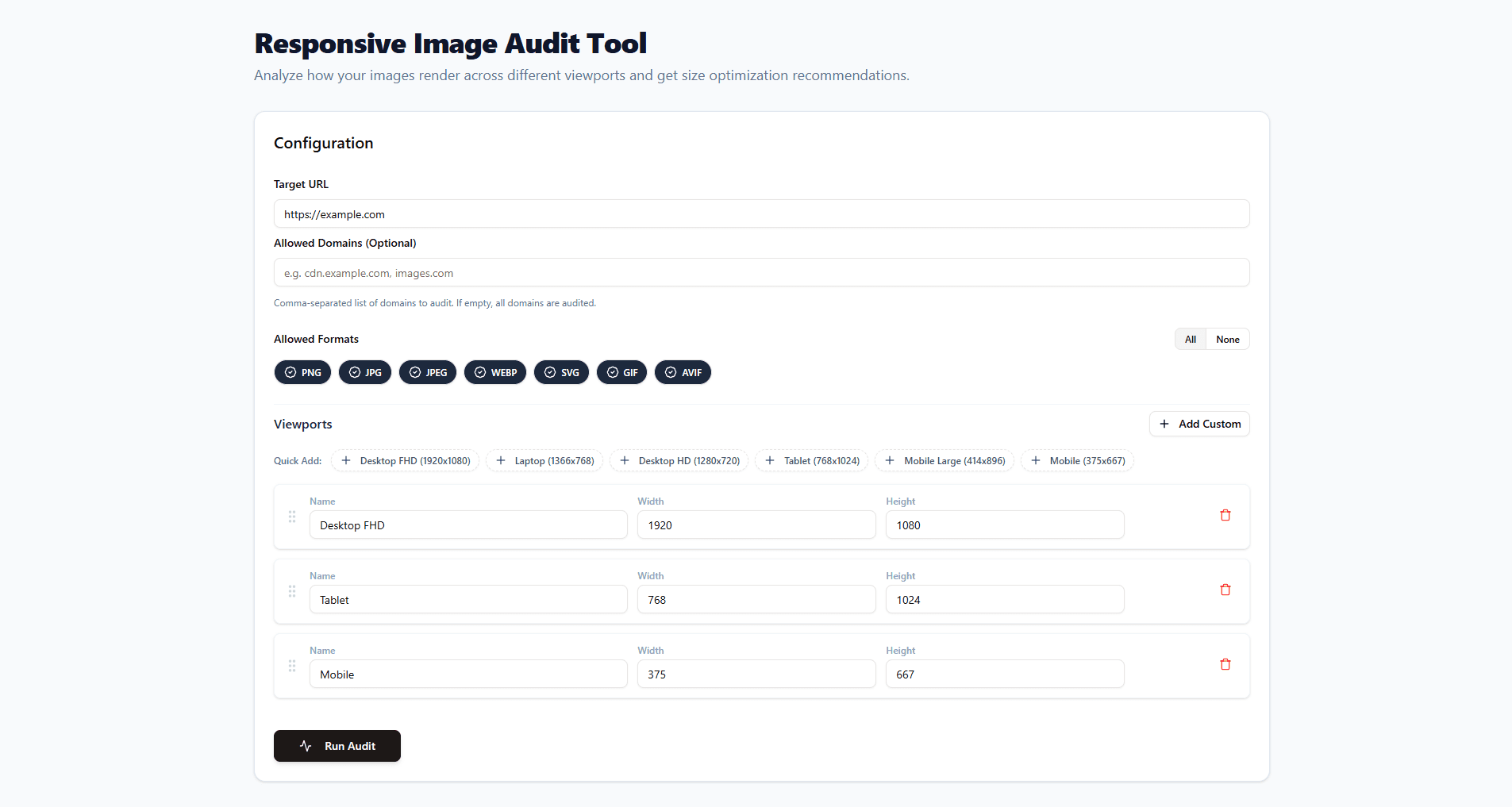 Responsive Image Audit Tool screenshot 1